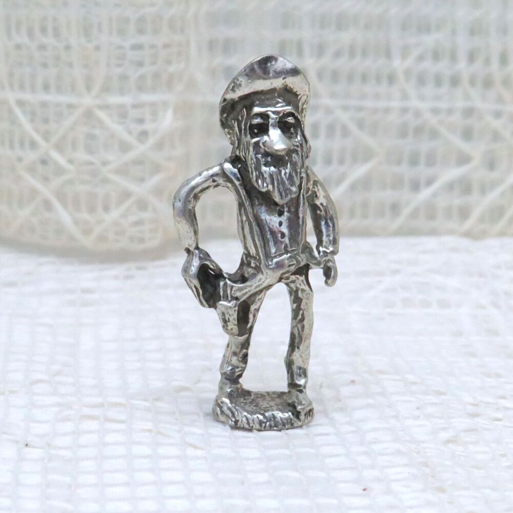 Vintage Pewter Gunfighter Miniature Figurine Cowboy Statue With Hat